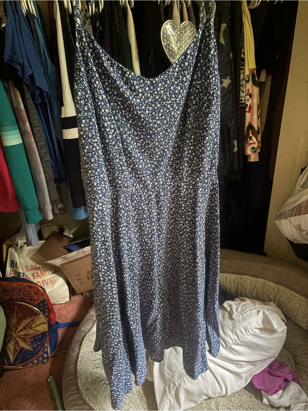 Old Navy Navy Blue Floral Fit and Flair Dress